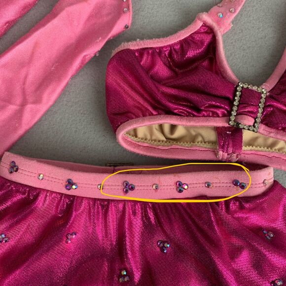 Mara Dancewear Child Small Pink Performance Skirt Set Sequin Dance Costume - Picture 7 of 11